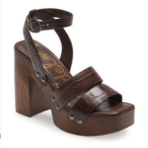 NWOT Sam Edelman Rosalind Platform Block Heel Sandal Dark Mahogany - Size 7